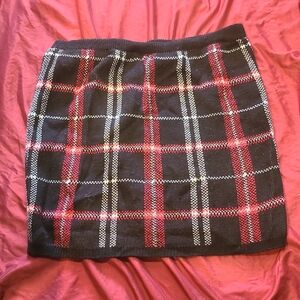 Almost Famous Black and Red Plaid Mini Skirt